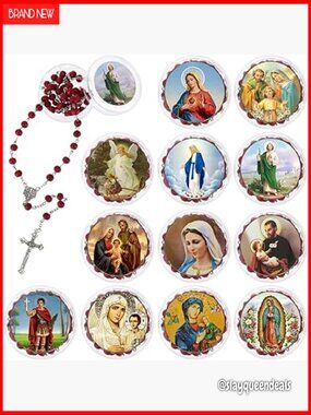 Rose Scented Wooden Bead Rosary Necklace Religious Catholic Prayer